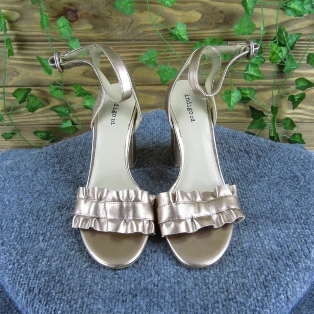 Indigo rd. Women's Ankle Strap Rosegold Leather Sz 8 Medium‎ Gently Used 2025